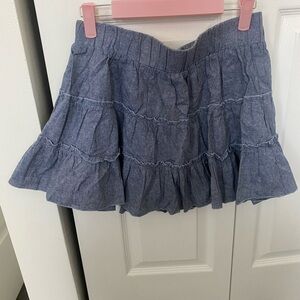 Joe Benbasset Ruffled Blue Mini Skirt